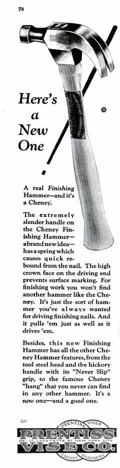 Cheney Hammer Ad - Popular Science March 1927