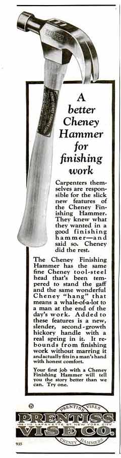 Cheney Hammer Ad - Popular Science July 1927