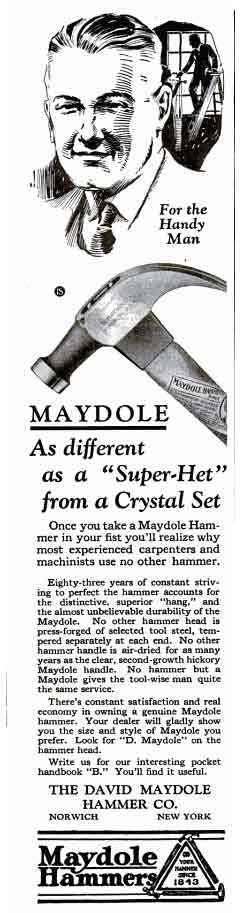 Maydole Hammer Ad - Popular Science February 1926