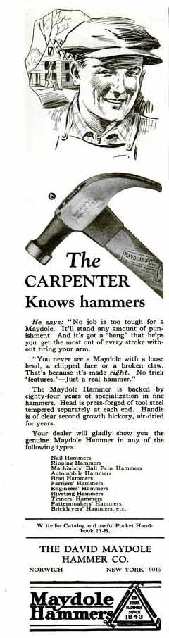 Maydole Hammer Ad - Popular Science May 1926