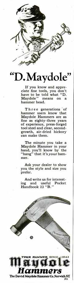 Maydole Hammer Ad - Popular Science January 1927