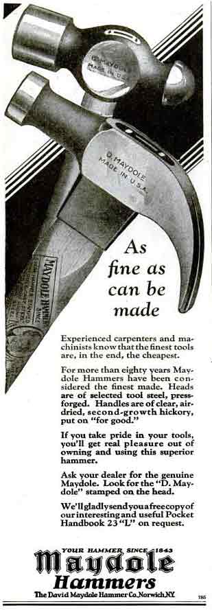 Maydole Hammer Ad - Popular Science July 1927